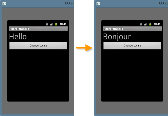 App shown displaying English and French